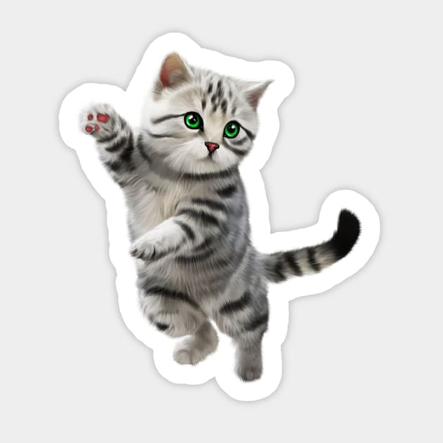 Cute Playful Kitten, Cat Lover Sticker by logiamerch